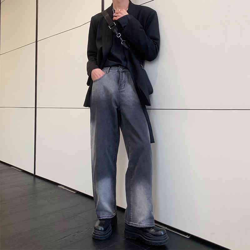 IEFB Men's Casual Jeans Pants Spring Summer Tie Dye Denim Trousers Male Wide Leg Bottoms Pantalones Hombre 9Y6285 210524