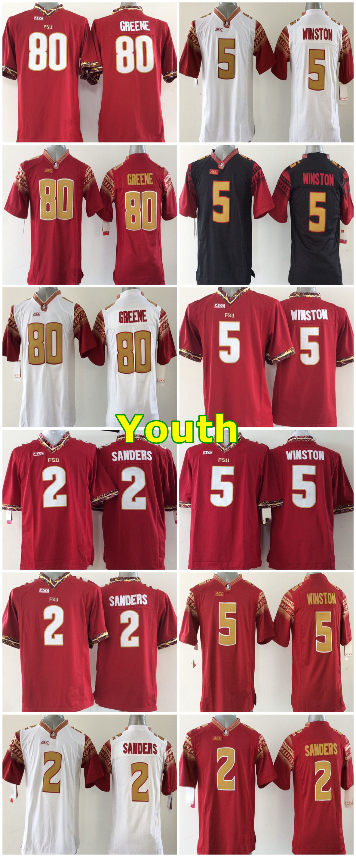 NCAA America Football Jerseys Youth Florida State Seminoles Jersey 2 Deion Sanders Jameis 5 Winston 80 Rashad Greene White Red Black Color S
NCAA America Football Jerseys Youth Florida State Seminoles Jersey 2 Deion Sanders Jameis 5 Winston 80 Rashad Greene White Red Black Color S