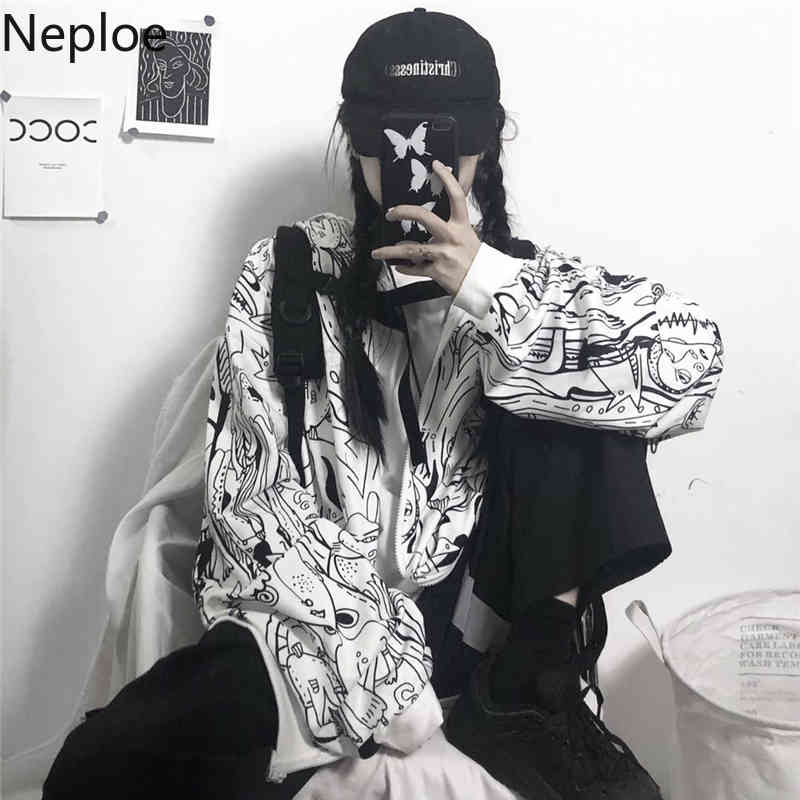 Neploe Harajuku Anime Hoodies Zipper Thicked Oversized Outwear Streetwear BF Korean Fashion Hooded Sweatshirt Coat Female 94645 210422