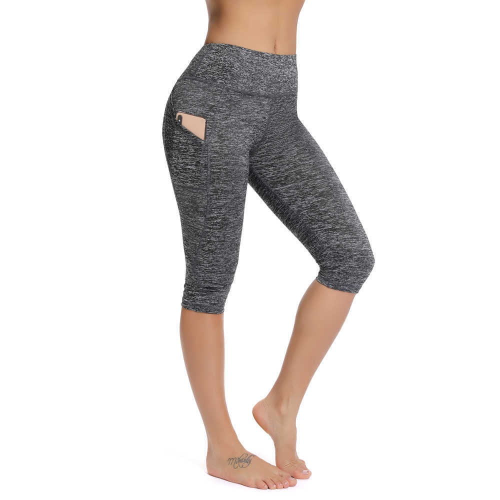 FITTTOO 3/4 Casual Women's Running Pants Gym Fitness Sports Cropped Leggings Pocket Slim Pants Female Casual Pants Leggins Mujer Q0801