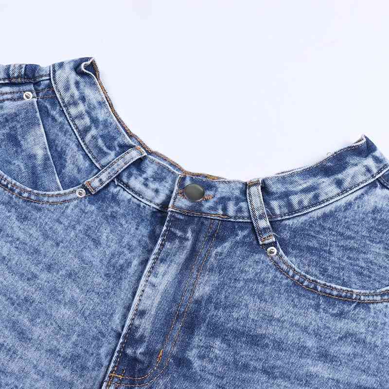 TWOTWINSTYLE Casual Denim Shorts Skirts High Waist Ruffle Hem Loose Ruched Short Pants Female Fashion Clothing Spring Tide 210309