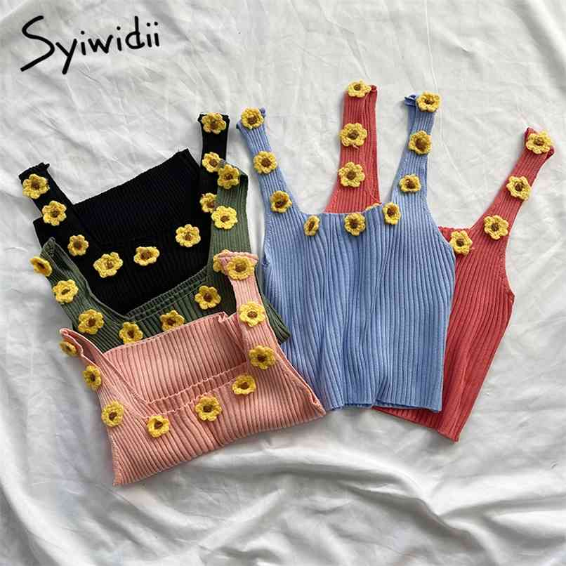 Tank Top Women Floral Crop Cute Korean Backless Clothing Knitted Short Black Red Pink Blue Green Summer Sexy 210607
Tank Top Women Floral Crop Cute Korean Backless Clothing Knitted Short Black Red Pink Blue Green Summer Sexy 210607