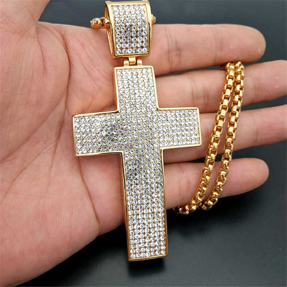 Hip Hop Iced Out Big Cross Pendant Necklace For Men Gold Color StainlSteel Rhinestones Necklace Hiphop Christian Jewelry X0707
Hip Hop Iced Out Big Cross Pendant Necklace For Men Gold Color StainlSteel Rhinestones Necklace Hiphop Christian Jewelry X0707