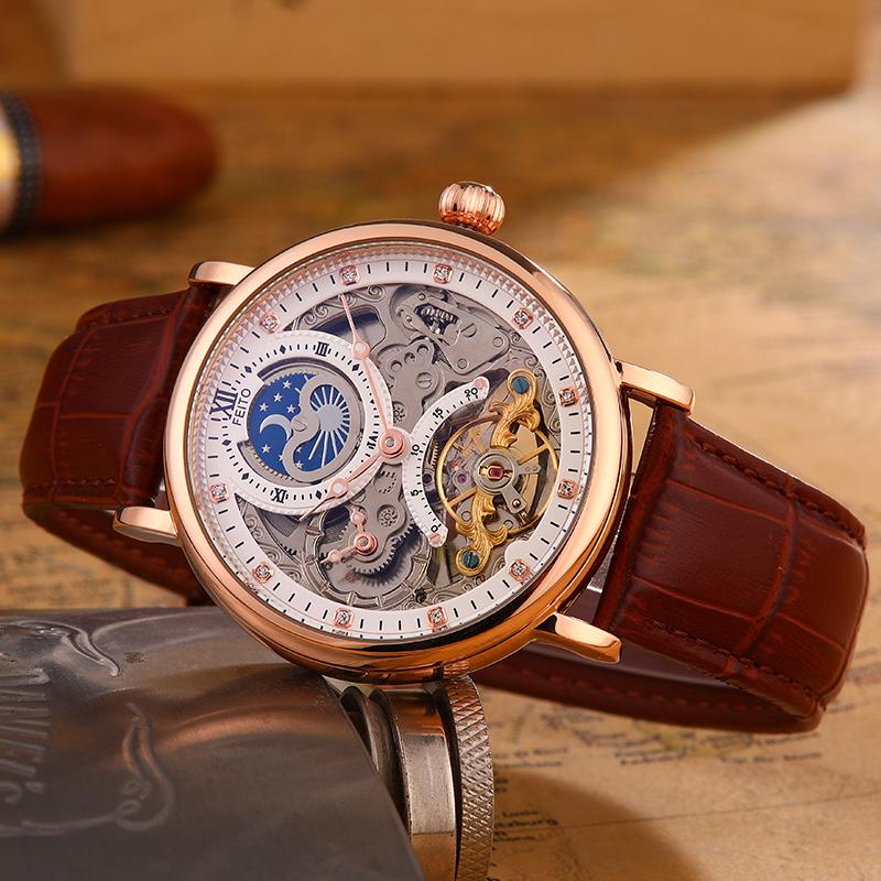 Wristwatches FEITO Skeleton Watches Mechanical Automatic Watch Men Tourbillon Sport Clock Casual Business Moon Wrist Relojes Hombre, 8808-bk-bk-bk-lr
Wristwatches FEITO Skeleton Watches Mechanical Automatic Watch Men Tourbillon Sport Clock Casual Business Moon Wrist Relojes Hombre, 8808-bk-bk-bk-lr