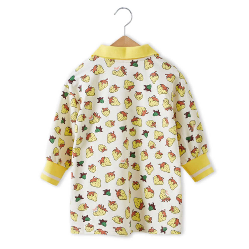 Mudkingdom Girls POlO Dress Casual Kids Clothes for Strawberry Long Sleeve Cotton Children Clothing Dresses 210615