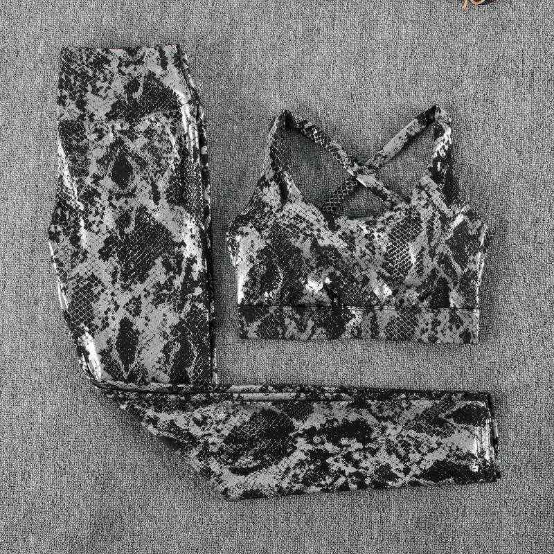 ATHVOTAR Two Piece Set Women Serpentine Snake Top and Pants Printed Leggings Fitness High Waist Tracksuits Sweat Suits 211105