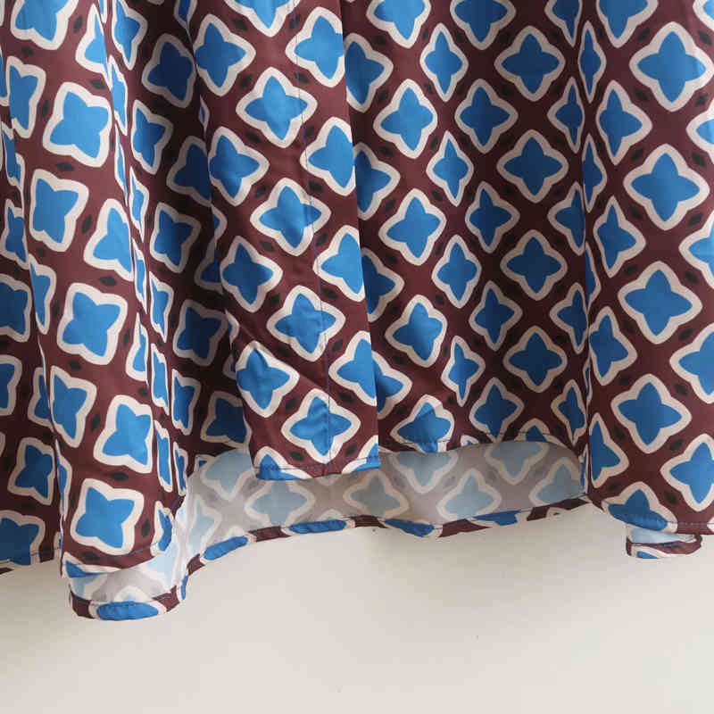 Women Summer Vintage Print Dress Long Sleeve Turn-down Collar Buttons Dresses Female Elegant Straight Shirts Dress vestidos 210409