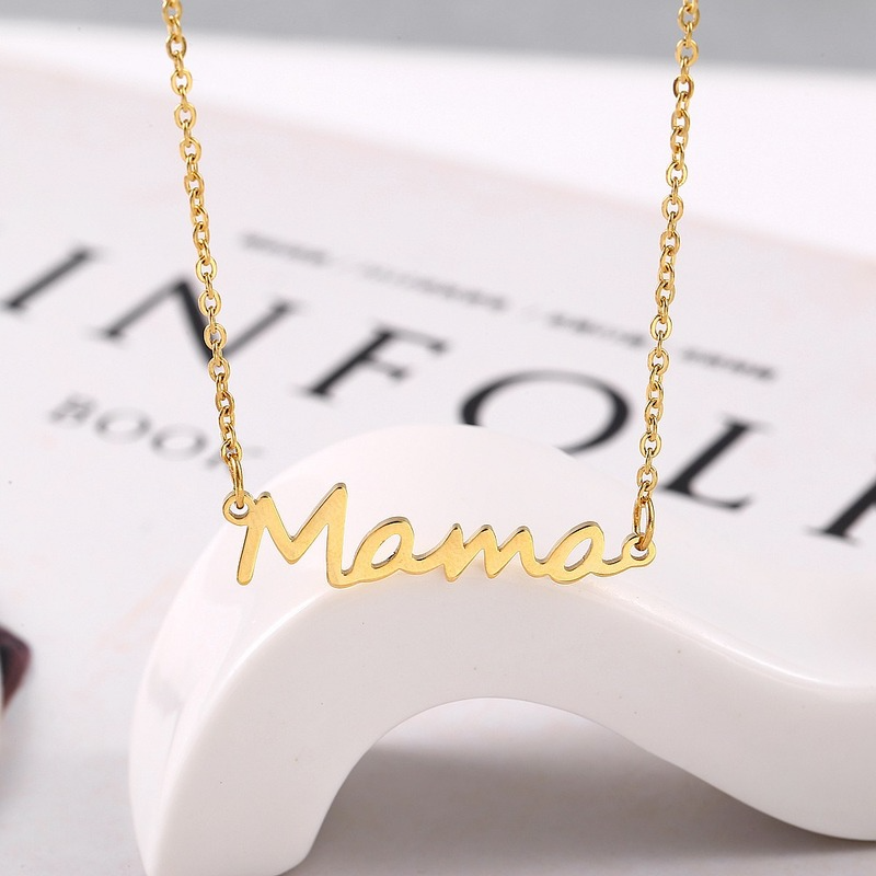 English Letter Mama Necklace Stainless Steel Gold Chains Mom Mother Necklaces Women Birthday Gift Fashion Fine Jewelry