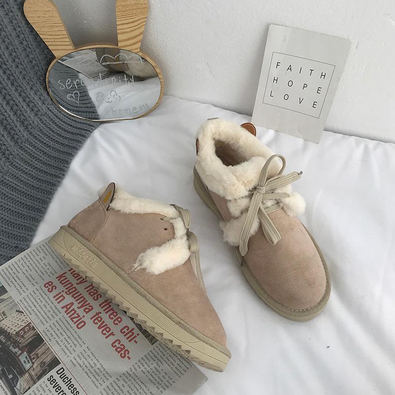 Boots Winter Snow Shoes Women's Ankle 2021 Cute Plus Velvet Padded Cotton A4-57