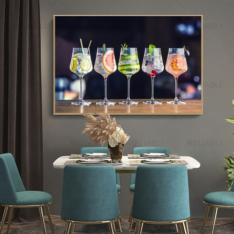 Nordic Colorful Cocktail Drinks Kitchen Print Modern Canvas Painting Wall Art Picture for Bar Dining Room Home Decor No Frame
