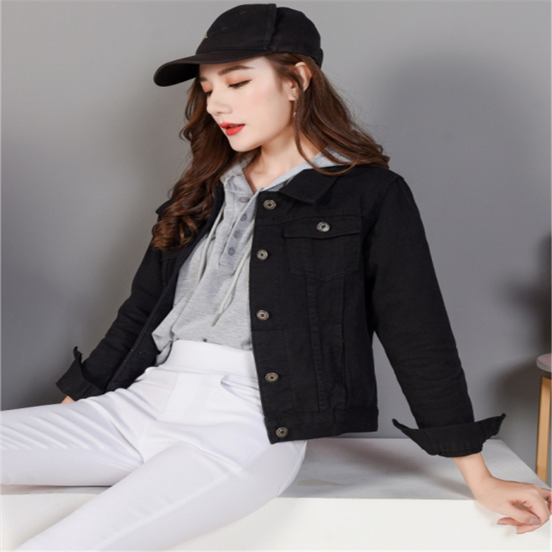 Women Jacket Winter Pink Jean s Korean Cute Vintage Short Female Autumn Boyfriend Crop Retro Denim 210428