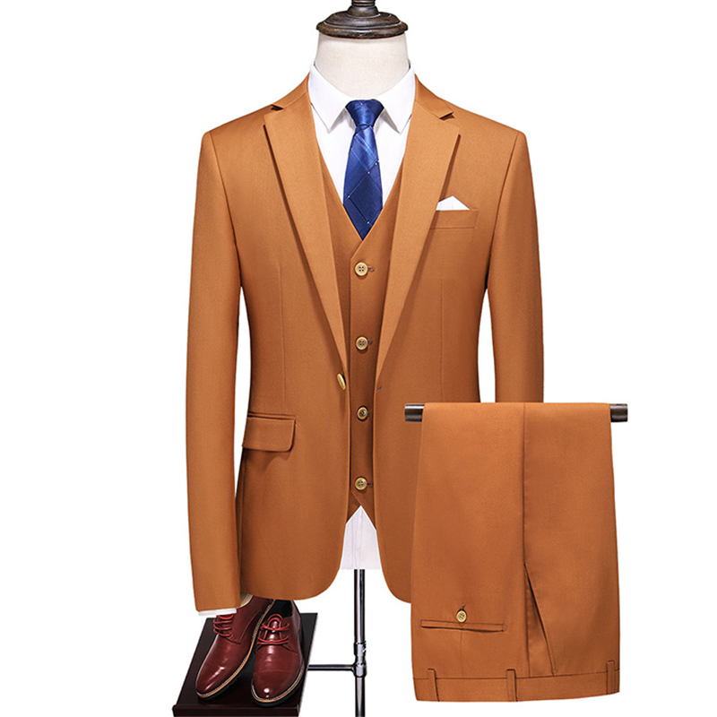 Customized men's wedding groomsmen banquet formal business three-piece suit (top + pants + vest)