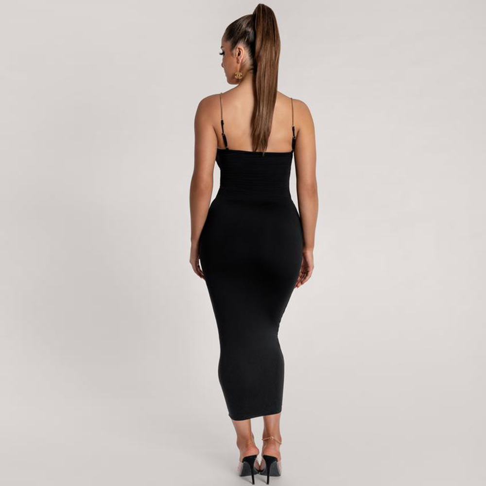 Summer Women White Spaghetti Strap Sleeveless Party Dress Sexy Lady Midi Evening Club Celebrity Runway 210423