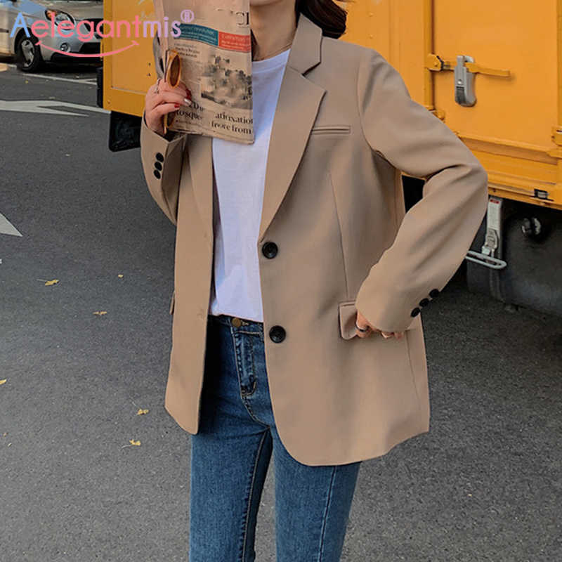 Aelegantmis Korean Chic Solid Blazer Jacket Women Casual Office Lady Pockets Work Suit Coat Loose Business Blazers Outerwear OL 210607, Black
Aelegantmis Korean Chic Solid Blazer Jacket Women Casual Office Lady Pockets Work Suit Coat Loose Business Blazers Outerwear OL 210607, Black