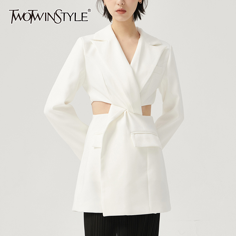 Elegant White Blazer For Women Notched Long Sleeve High Waist Hollow Out Irregular Blazers Females Spring 210524
Elegant White Blazer For Women Notched Long Sleeve High Waist Hollow Out Irregular Blazers Females Spring 210524
