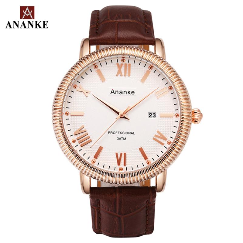 Wristwatches ANANKE Men Watches Luxury Waterproof Leather Strap Classic Roman Numeral Auto Date Hardlex Dial Male Quartz Wristwatch AN22, Slivery;brown
Wristwatches ANANKE Men Watches Luxury Waterproof Leather Strap Classic Roman Numeral Auto Date Hardlex Dial Male Quartz Wristwatch AN22, Slivery;brown