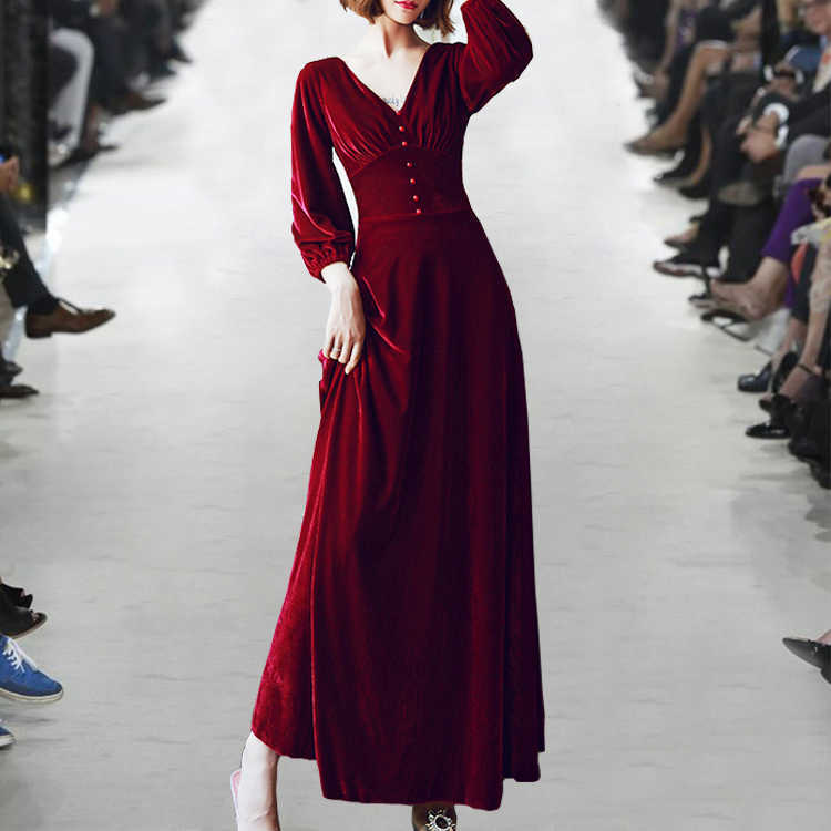 Autumn Winter Velvet Lantern Sleeve Sexy V-Neck Women Dress Elegant High Waist Ladies Formal Slim Big swing Dresses 210526, Picture color
Autumn Winter Velvet Lantern Sleeve Sexy V-Neck Women Dress Elegant High Waist Ladies Formal Slim Big swing Dresses 210526, Picture color