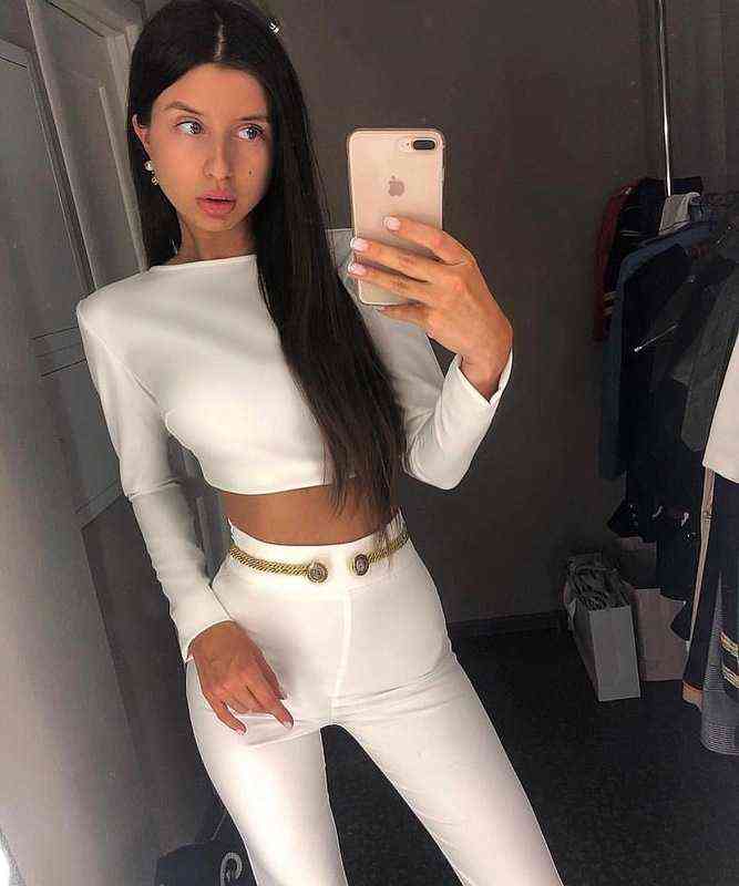 Celebrity High Quality White 2 Pieces Set Long Sleeve Fashion Rayon Bandage Night Club Party 211106