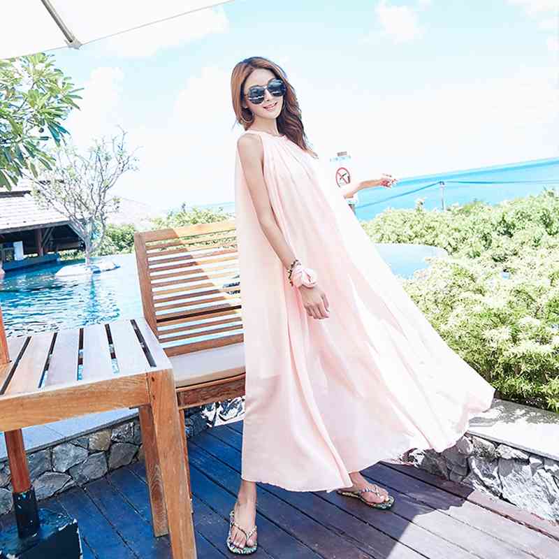 Women Boho Beach Summer Maxi Dress Elegant Sleeveless Holiday Vacation Sundress Evening Party Flower Long 210514