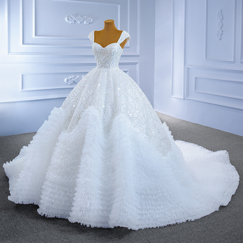 Elegant Mermaid Bridal Gowns Spaghtti Custom made Sequined Race Floor-length Wedding Dresses Court Train Satin Ruched Tulle Beach Vestido de noiva