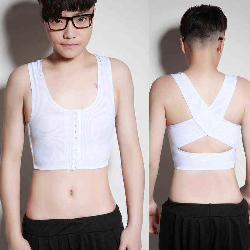 Ruoru Tomboy Chest Binder Les Lesbian Casual Breathable Binder Trans Tank Top Vest Tomboy Binder Bra Plus Size Buckle Short 211112