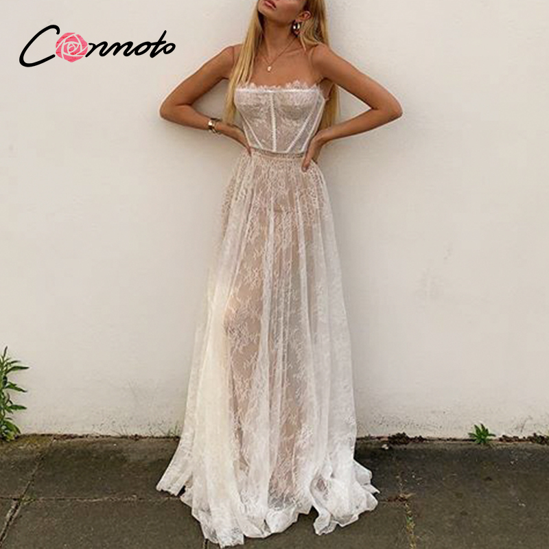 conmoto lace white summer maxi dresses women beach spaghetti strap backless dress plus size mesh femme long dress vestidos, Black;gray
conmoto lace white summer maxi dresses women beach spaghetti strap backless dress plus size mesh femme long dress vestidos, Black;gray