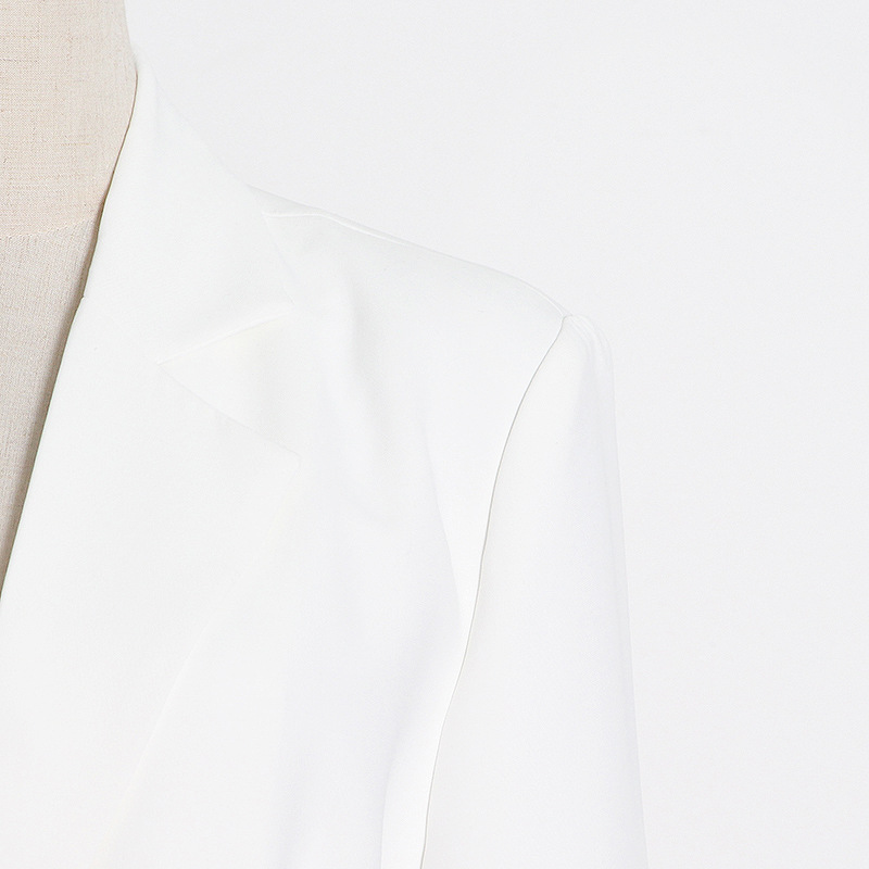 Women's Suits & Blazers Womens White Minimalist Women Notched Long Sleeve Sashes Elegant Female Fashion Clothing