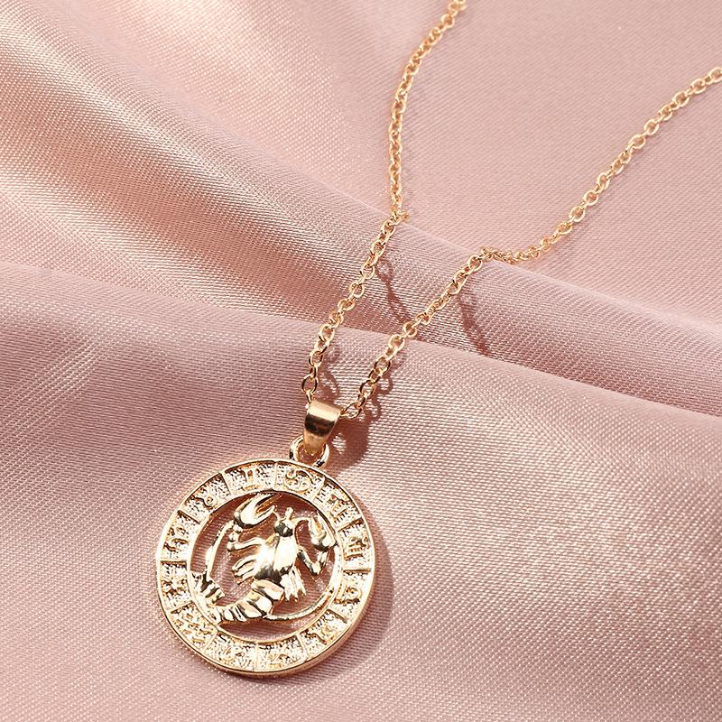 Vintage Gold Twelve Constellations Necklace For Women Girls Man Zodiac Symbol Pendant Gift Clavicle Chain Necklaces Fine Jewelry