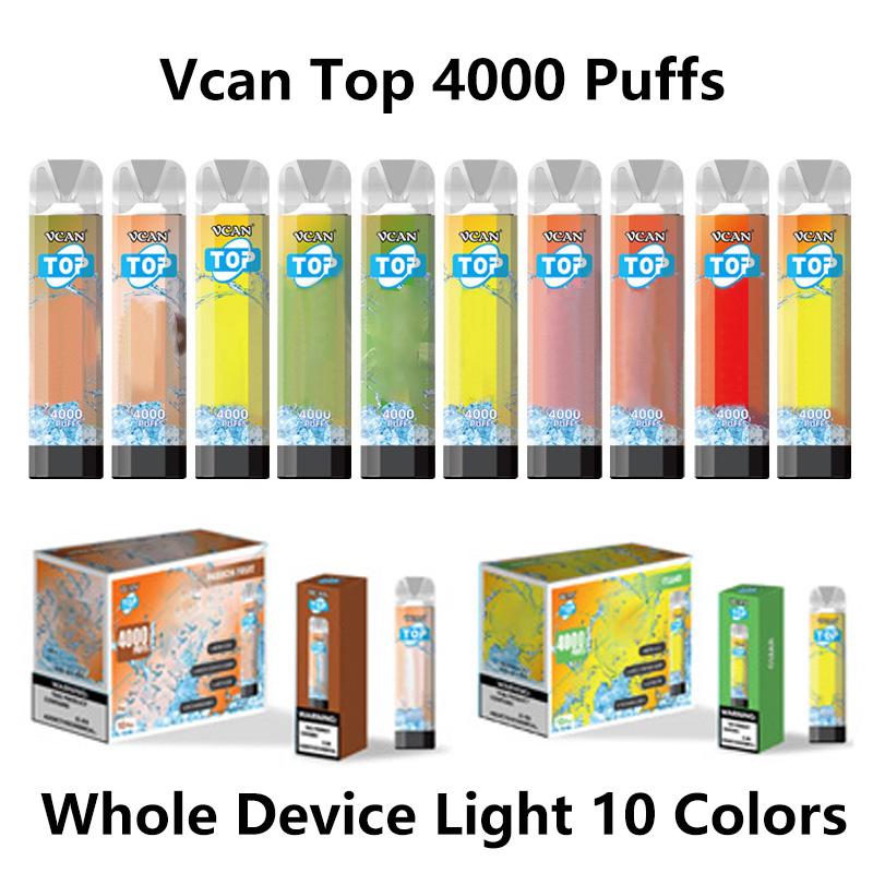 Original Vcan Top Disposable E Cigarette 4000 Puffs Mesh Coil Vape Pen 16350 battery With RGB Lighting Air Flow Adjustable Rechargeable Electronic Cigarettes
Original Vcan Top Disposable E Cigarette 4000 Puffs Mesh Coil Vape Pen 16350 battery With RGB Lighting Air Flow Adjustable Rechargeable Electronic Cigarettes