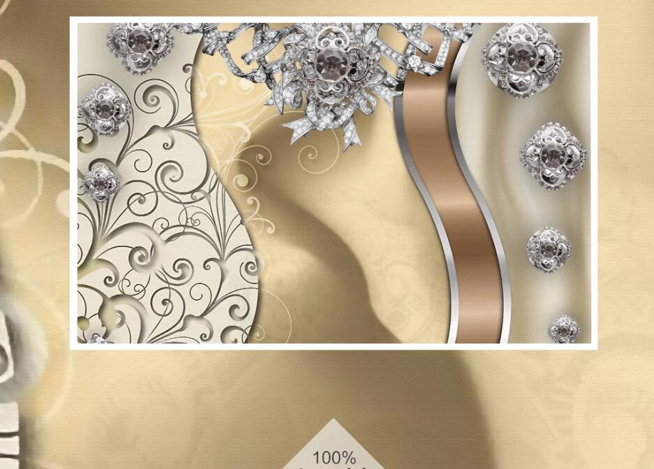 Custom wallpaper large 3d mural European golden lace jewelry flower TV background wall papers home decor 3d wallpaper