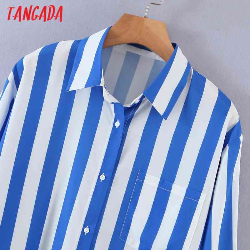 Women Classic Striped Shirt Turn Down Collar Long Sleeve Chic Female Casual Tops Blusas SL544 210416