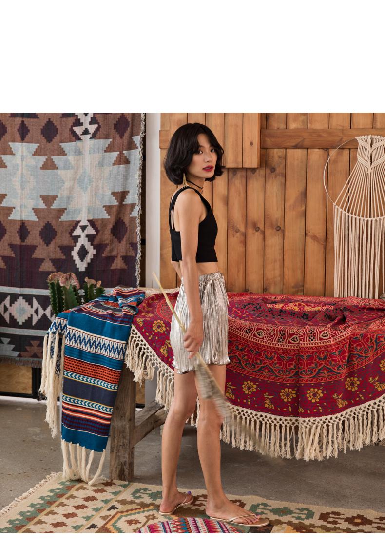 Spring And Summer Bohemian Seaside Beach Large Size Pleated Fashion Shorts Skirt Loose High Waist Wide Leg Women's