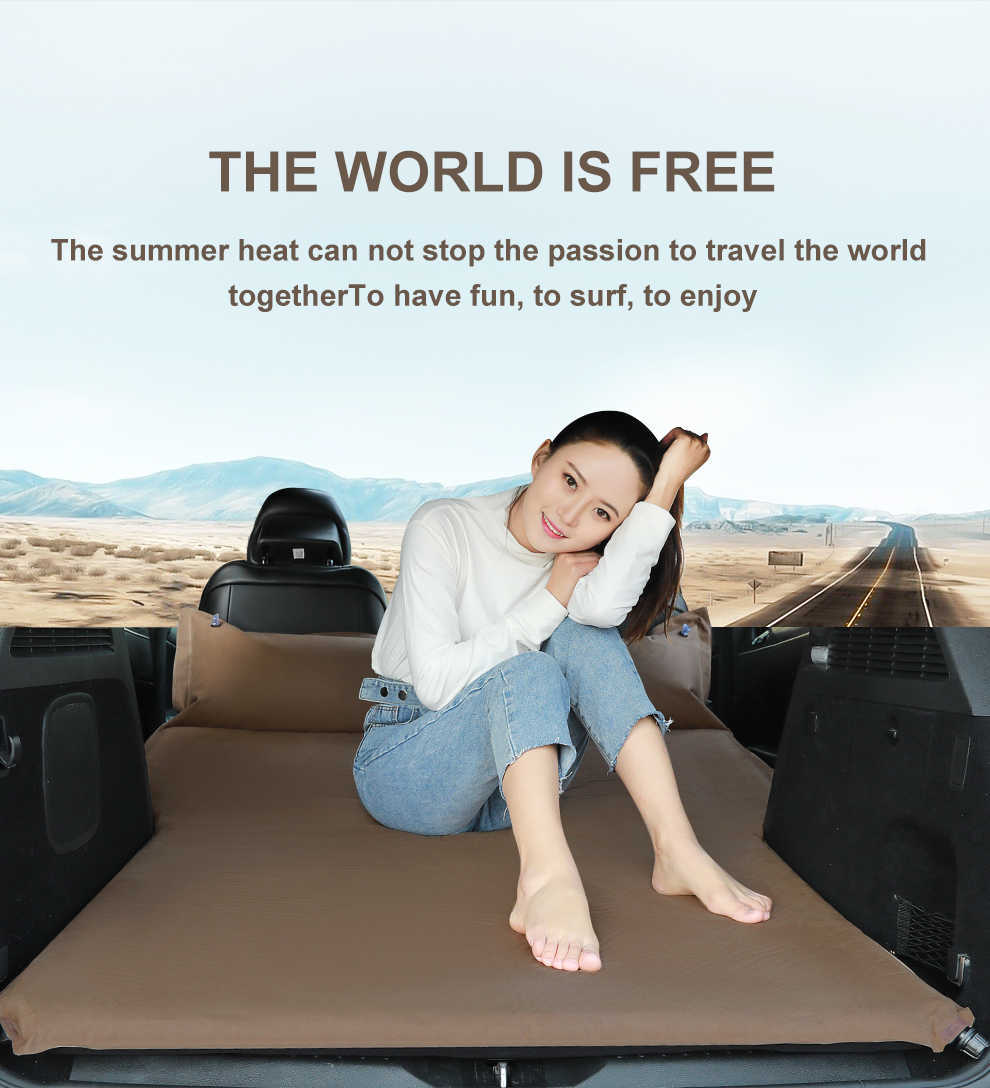 LEVORYEOU SUV TOP Car Inflatable Bed Automatic Inflation Offroad Car Air Mattress Car Travel Sleeping Pad Camping Inflatable Mat 201113