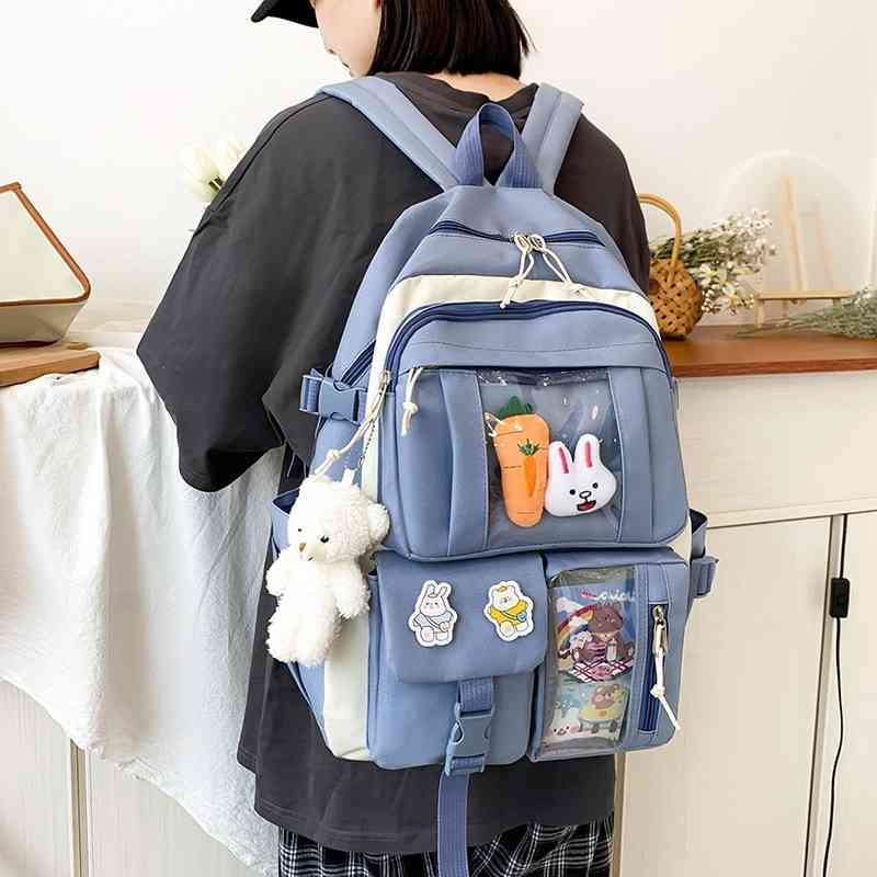 4 Pcs Sets Children's School Backpack Kawaii Women's Bookbag Bags For teens Girls mochilas 210809
