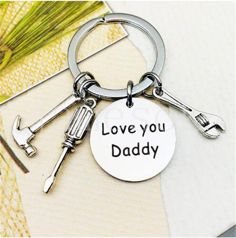 Stainless Steel Keychain Party Favor Engraved Dad Papa Grandpa Tools Key Rings Father Day Gift Creative Father Keyring Men Jewelry Accessories de196