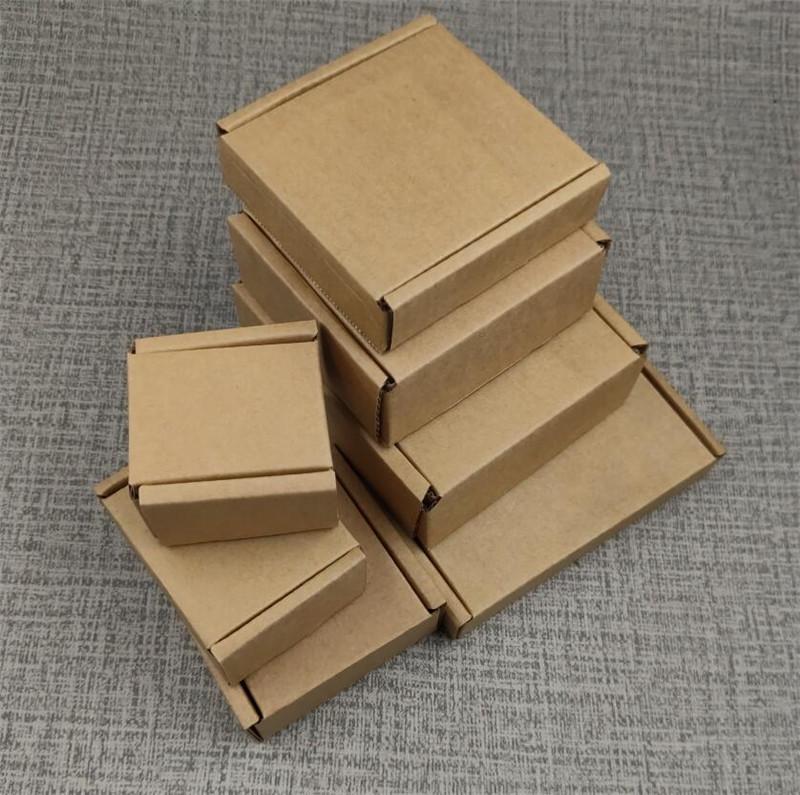 Gift Wrap 100pcs 10 Size Kraft Paper Corrugated Box For Small Item Packaging DIY Thickened Postal Wrapping