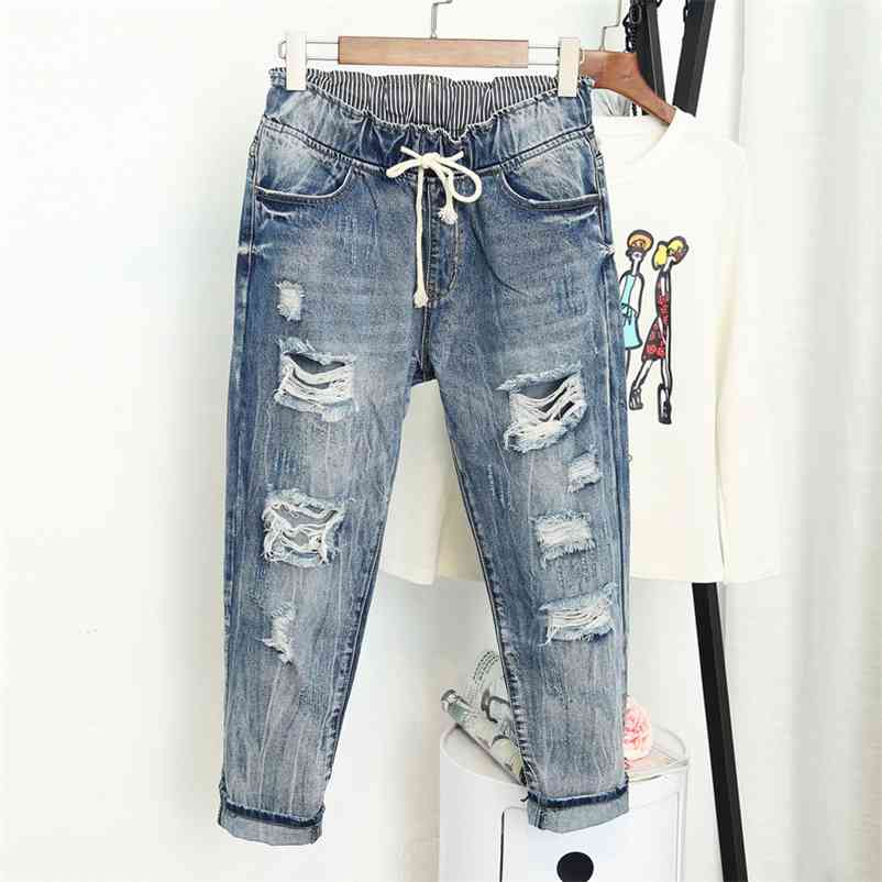 Summer Ripped Boyfriend Jeans For Women Fashion Loose Vintage High Waist Plus Size 5XL Pantalones Mujer Vaqueros Q58 210629, Light blue jeans
Summer Ripped Boyfriend Jeans For Women Fashion Loose Vintage High Waist Plus Size 5XL Pantalones Mujer Vaqueros Q58 210629, Light blue jeans