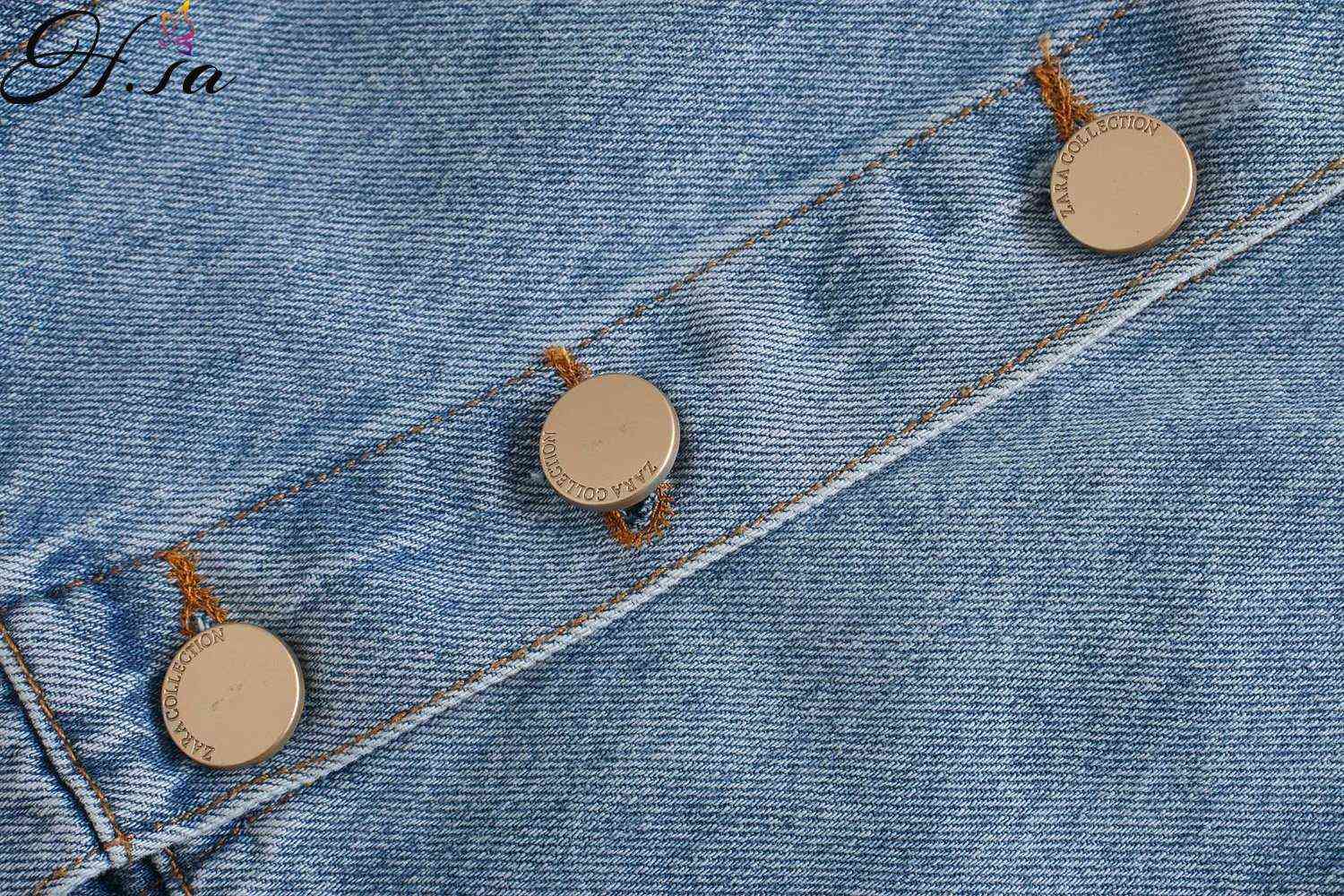 Hsa European and American Summer Wind Women's Mini Denim Brace Dress 1944 210716