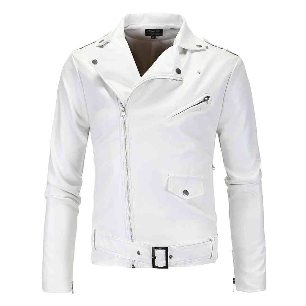 Men Slim White Leather Jackets Oblique Zipper Motorcycle Outwear Moto Biker Coats Size 4XL
Men Slim White Leather Jackets Oblique Zipper Motorcycle Outwear Moto Biker Coats Size 4XL