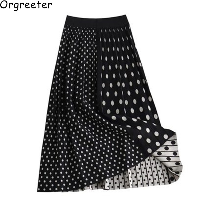 Women's Autumn Winter Knitted pleated skirt high waist Euro-American fashion chic long Polka Dot jacquard 210525, Black
Women's Autumn Winter Knitted pleated skirt high waist Euro-American fashion chic long Polka Dot jacquard 210525, Black