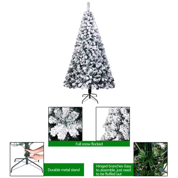 USA Stock 6FT PVC Flocking Christmas Tree 750 Branches Automatic Tree