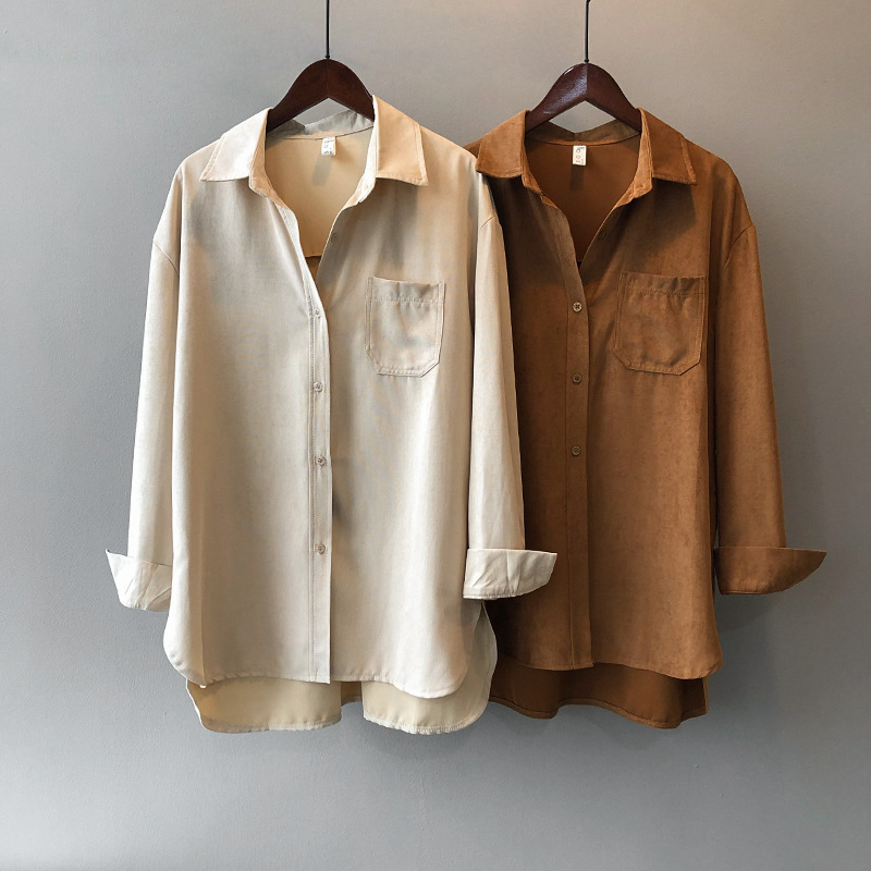 Women' Design Sense Niche Light Familiar Blouse Retro Long Sleeve Lapel Shirt Turn Down Solid Tops Female For Fashion 210520, Brown
Women' Design Sense Niche Light Familiar Blouse Retro Long Sleeve Lapel Shirt Turn Down Solid Tops Female For Fashion 210520, Brown