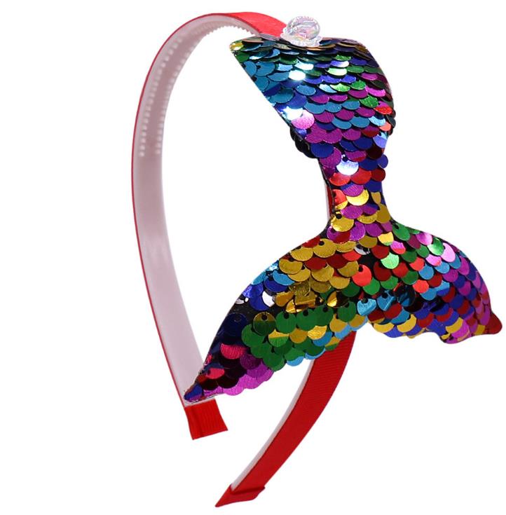 Glitter Sequin Fish Tail Hairband Girl's Cartoon Headband Hair Hoop for Children Kids Tiara Accessories