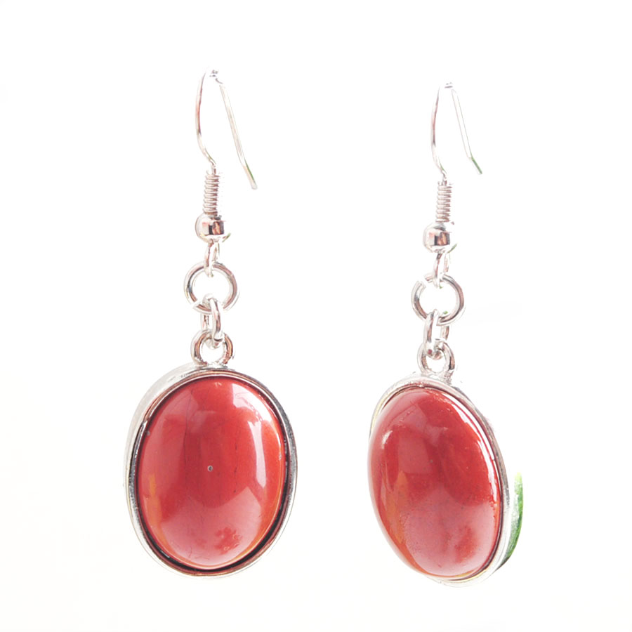WOJIAER Natural Golden Sand Gem Stone Egg-shaped Dangle Drop Earrings Beads Healing Earring Women Jewellery BW916