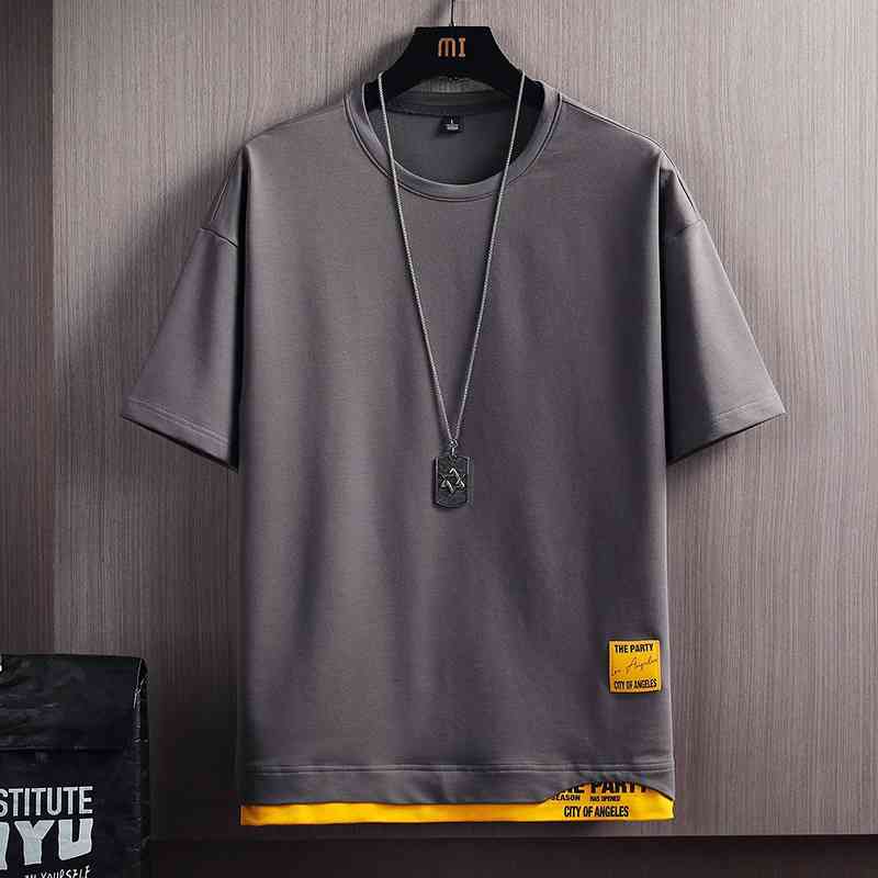 4 Colors Short Sleeve Men's T-Shirt Summer Fashion Patchwork Tshirt men Classic O-NECK Tops High Quality Harajuku male Tee Shirt 210603