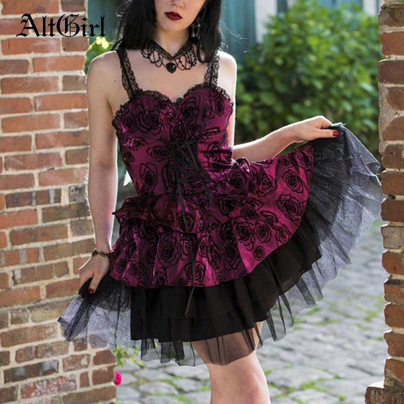 Casual Dresses AltGirl Fairy Grunge Gothic Velevt Dress Women Harajuku Streetwear Rose Printed Lace Patchwork High Waist Mini Party Femme, Redwine
Casual Dresses AltGirl Fairy Grunge Gothic Velevt Dress Women Harajuku Streetwear Rose Printed Lace Patchwork High Waist Mini Party Femme, Redwine
