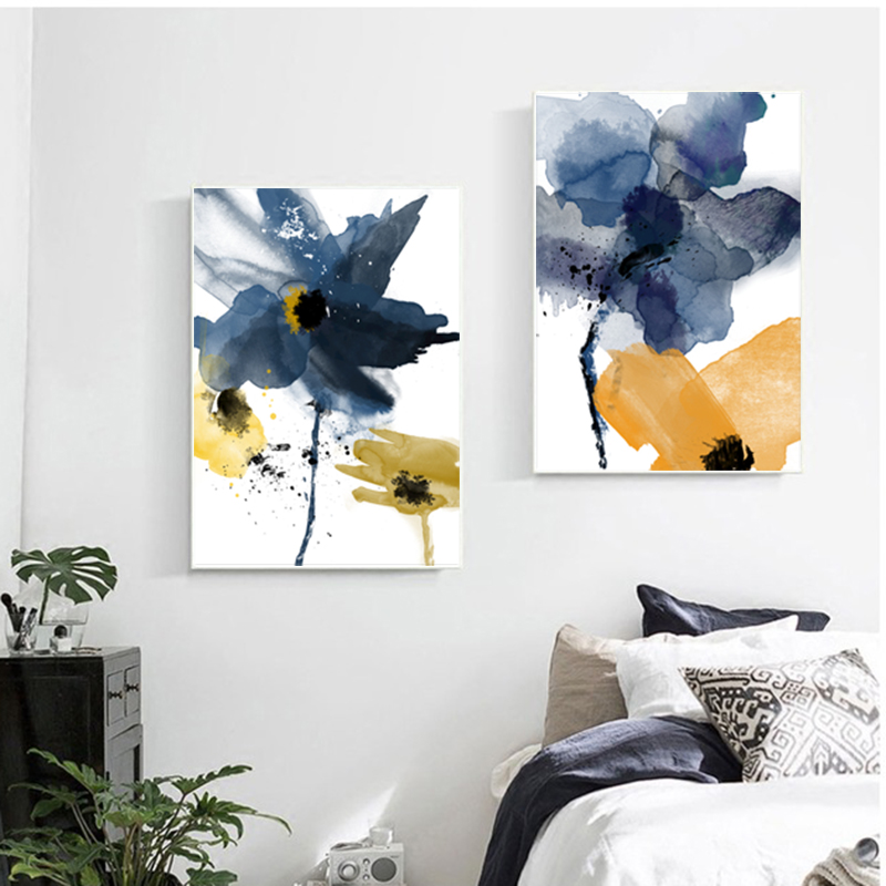 Watercolor Flower Pictures Nordic Posters Canvas Painting Wall Art For Living Room Modern Home Decor Blue Posters And Prints