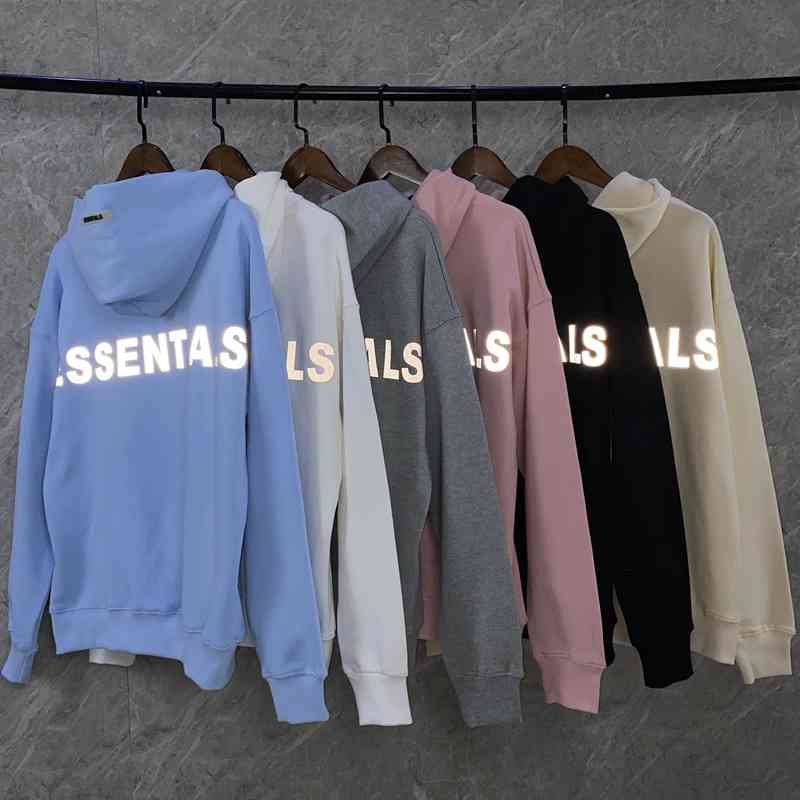 Trendy hat essentials letter 3M reflective sweater men' and women' fog hooded European jacket, White
Trendy hat essentials letter 3M reflective sweater men' and women' fog hooded European jacket, White
