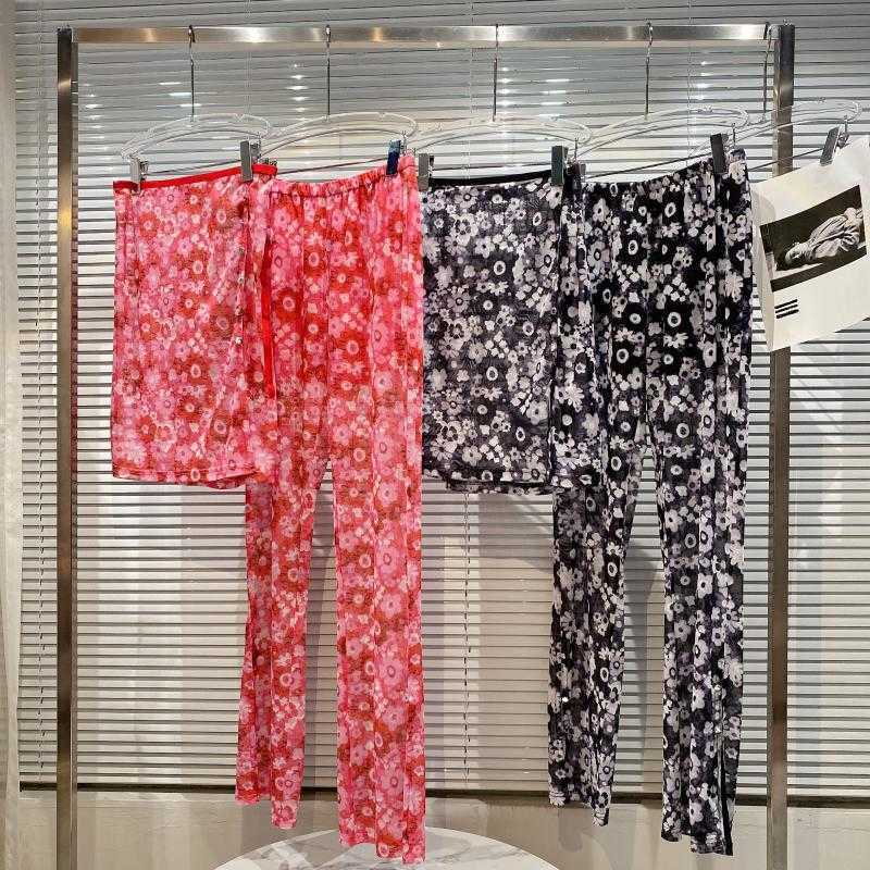 DEAT Women Flower Stretch Wrap Hip Skirt Slim Fit Pants Arrivals Temperament Fashion Spring Summer 11D1939 210709