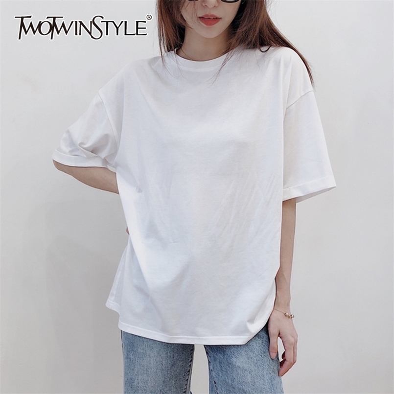 TWOWINSYLE White Loose Shirt For Women O Neck Short Sleeve Casual Basic Shirts Female Summer Fashionable Clothing ide 210524
TWOWINSYLE White Loose Shirt For Women O Neck Short Sleeve Casual Basic Shirts Female Summer Fashionable Clothing ide 210524